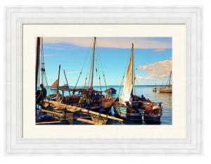 Sleepy Sail Boats Zanzibar Framed Print Featured in GROUPS